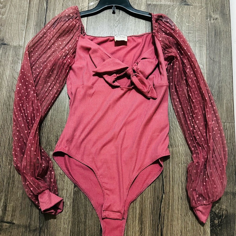 Peach Lane pink bodysuit